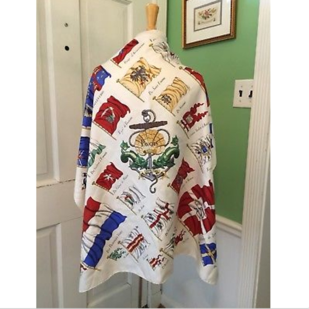 Hermes Pavois Philippe LeDoux Silk Flags Scarf